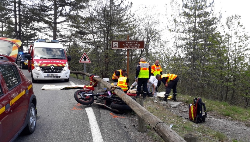 Accident moto à Malons & Elze